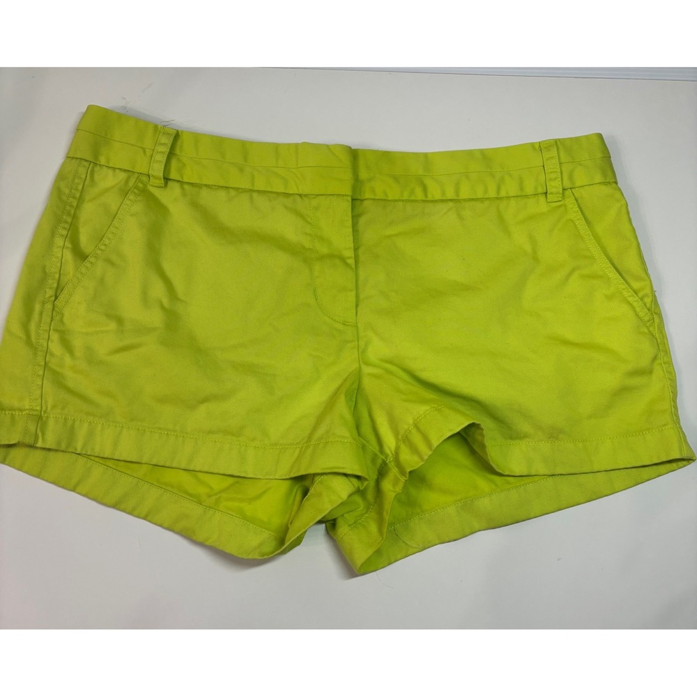 J.Crew Chino Shorts Womens 16 Neon Lime Green Cotton Twill 3 Inch Inseam 61456